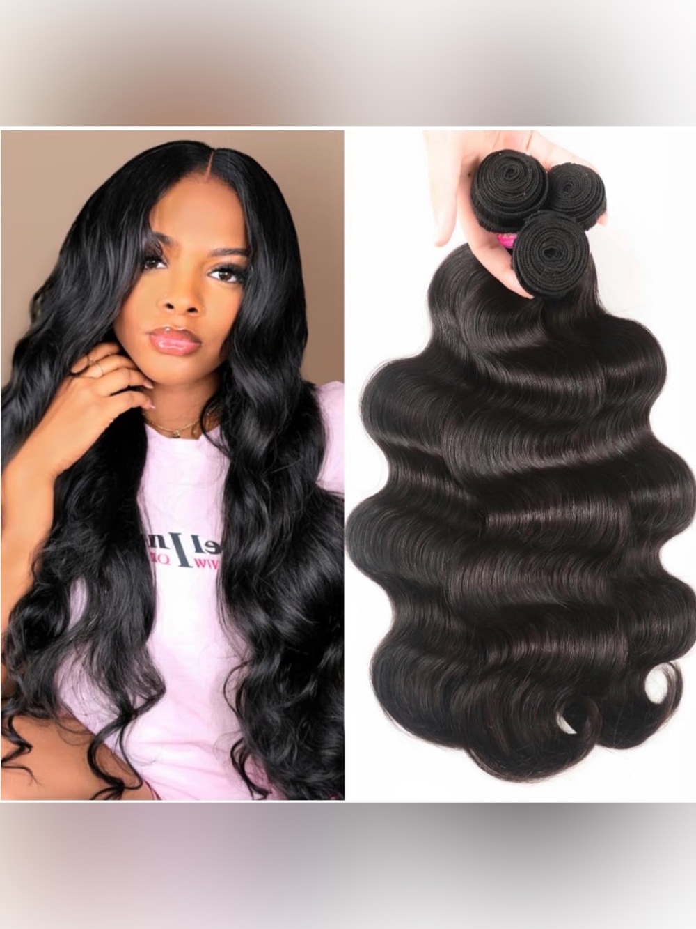 14” 14” 14” Natural Black Body Wave Sew in Weft 100% Human Hair #232